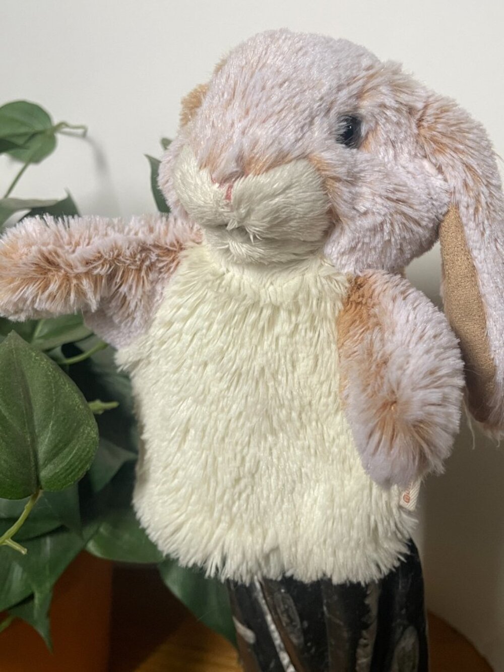 Folkmanis Rabbit Puppet Lop Bunny Easter Small White Tan 6.5"